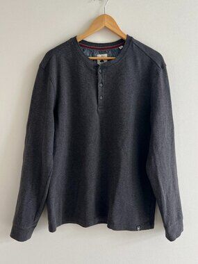 Copper & Oak Supply Charcoal Henley Shirt Mens L Cotton Relaxed Normcore